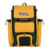 Boombah Catchers Superpack Bat Bag - 23-1/2" x 13-1/2" x 9-1/2" - Dark Green/Gold - Holds 4 Bats - Backpack Version (no Wheels) view 1