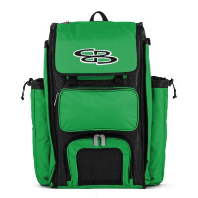 Boombah Catchers Superpack Bat Bag - 23-1/2" x 13-1/2" x 9-1/2" - Black/Kelly Green - Holds 4 Bats - Backpack Version (no Wheels)