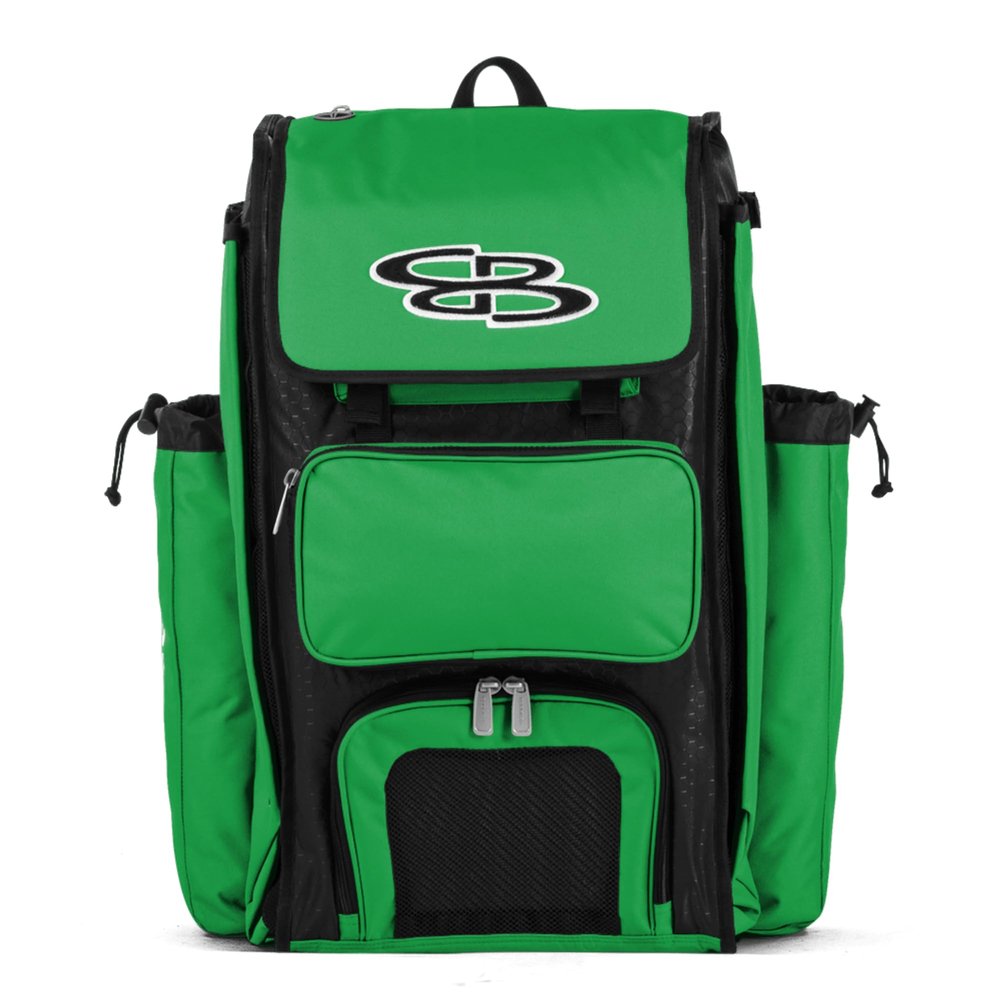Boombah Catchers Superpack Bat Bag - 23-1/2" x 13-1/2" x 9-1/2" - Black/Kelly Green - Holds 4 Bats - Backpack Version (no Wheels)