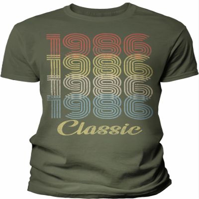 40th Birthday Gift Shirt for Men - Classic 1986 Retro Birthday - 003 - F/Military-4X