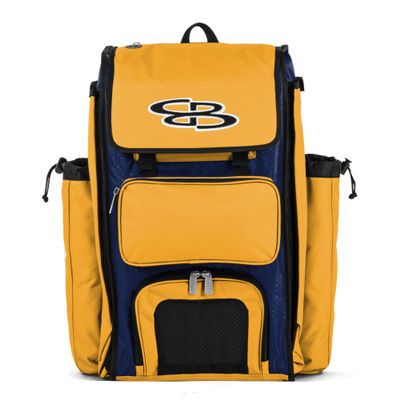 Boombah Catchers Superpack Bat Bag - 23-1/2" x 13-1/2" x 9-1/2" - Royal Blue/Gold - Holds 4 Bats - Backpack Version (no Wheels)