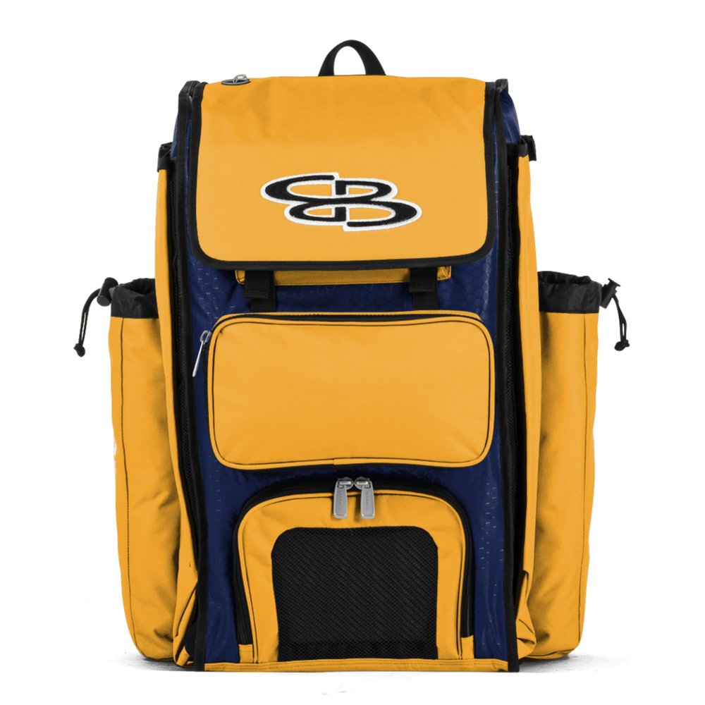 Boombah Catchers Superpack Bat Bag - 23-1/2" x 13-1/2" x 9-1/2" - Royal Blue/Gold - Holds 4 Bats - Backpack Version (no Wheels)