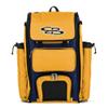 Boombah Catchers Superpack Bat Bag - 23-1/2" x 13-1/2" x 9-1/2" - Royal Blue/Gold - Holds 4 Bats - Backpack Version (no Wheels) view 1