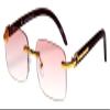 FLAWLESS EYEWEAR Retro Wood Buffs Vintage Style Gangster Rimless Clear Lens Rectangular Metal & Wood Eye Glasses (Pink) view 1