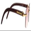 FLAWLESS EYEWEAR Retro Wood Buffs Vintage Style Gangster Rimless Clear Lens Rectangular Metal & Wood Eye Glasses (Pink) view 3