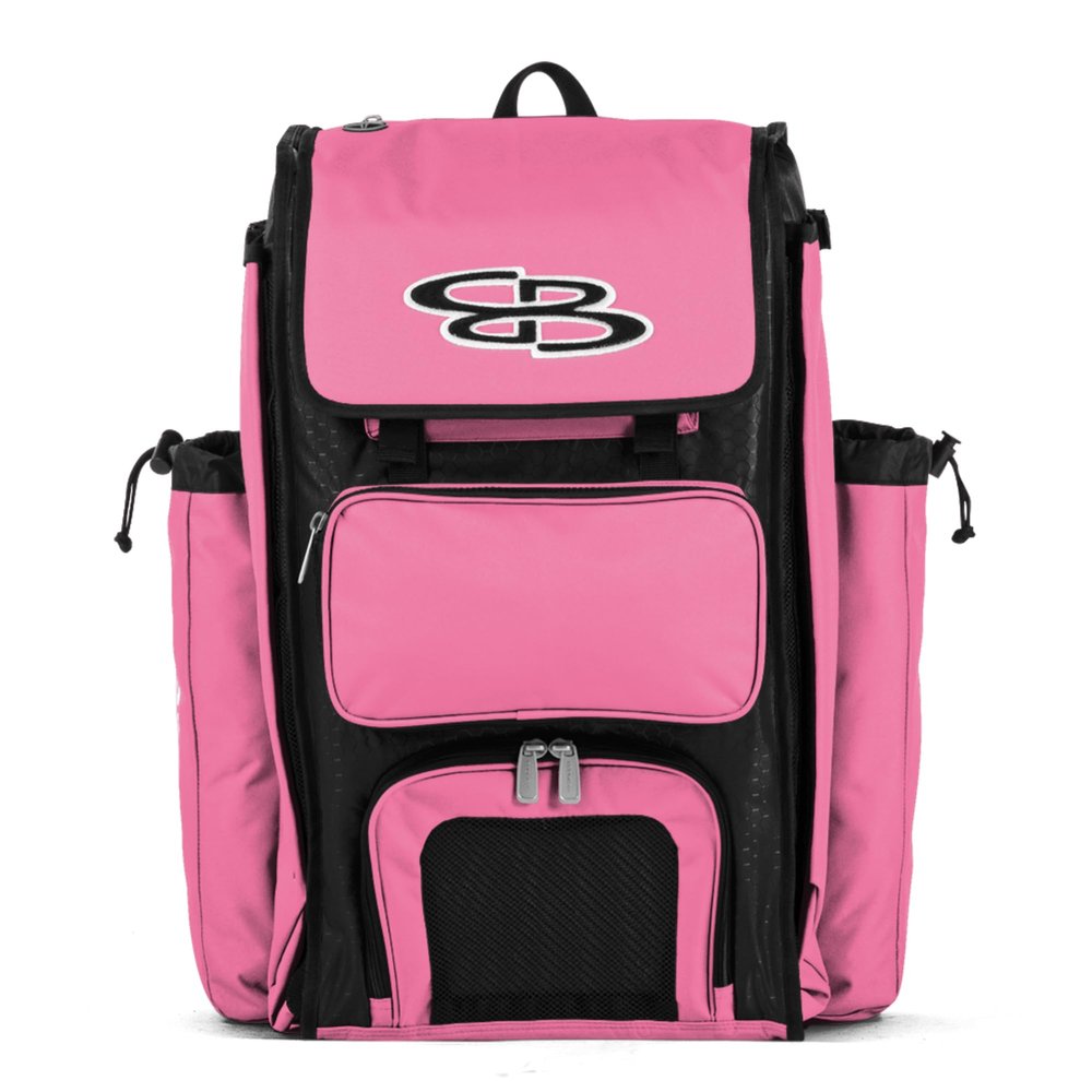 Boombah Catchers Superpack Bat Bag - 23-1/2" x 13-1/2" x 9-1/2" - Black/Pink - Holds 4 Bats - Backpack Version (no Wheels)