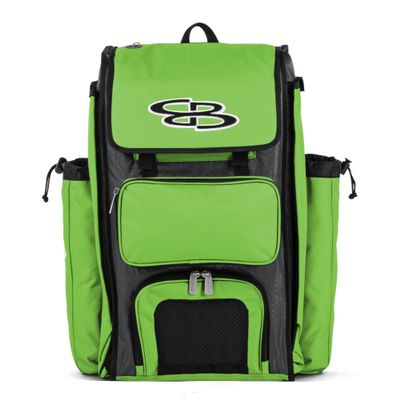 Boombah Catchers Superpack Bat Bag - 23-1/2" x 13-1/2" x 9-1/2" - Dark Charcoal/Lime Green - Holds 4 Bats - Backpack Version (no Wheels)