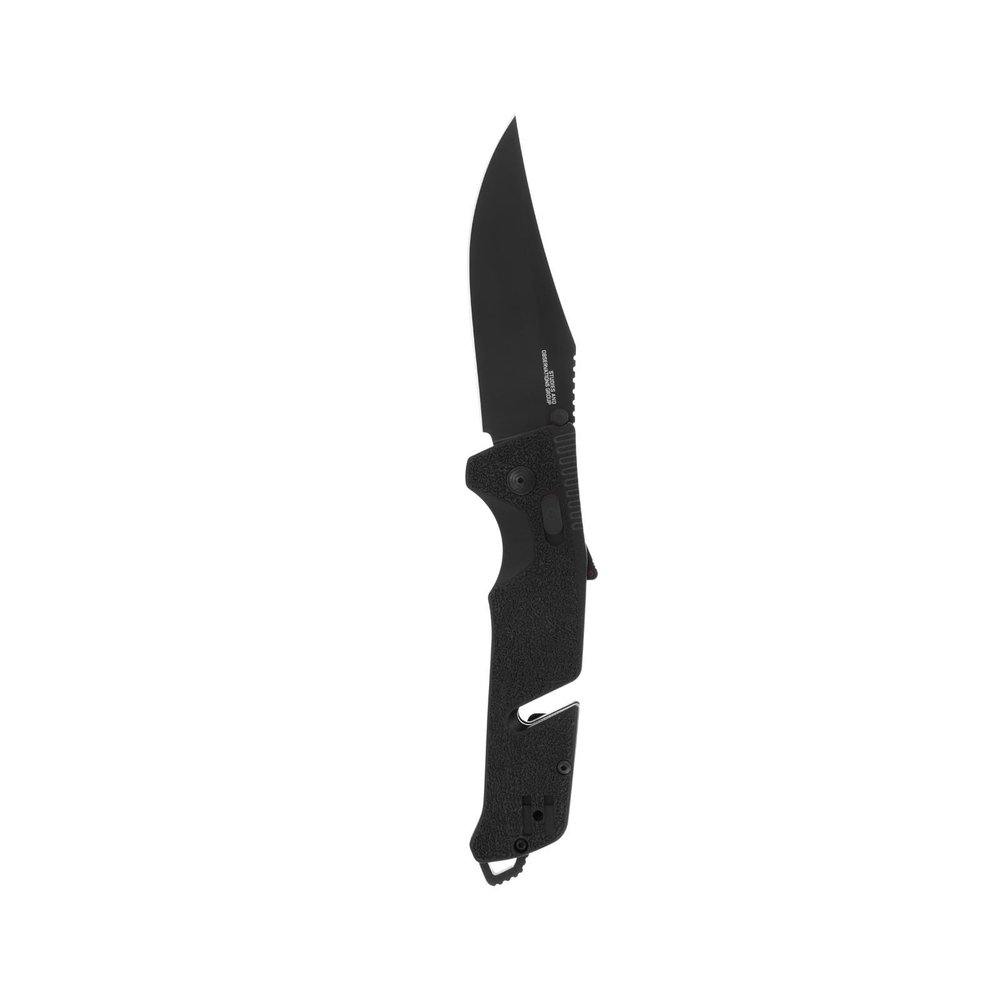 SOG Trident at Ambidextrous Professional Straight Folding Knife | Heat-Treated CRYO D2 3.75" Stainless Steel Blade, Blackout