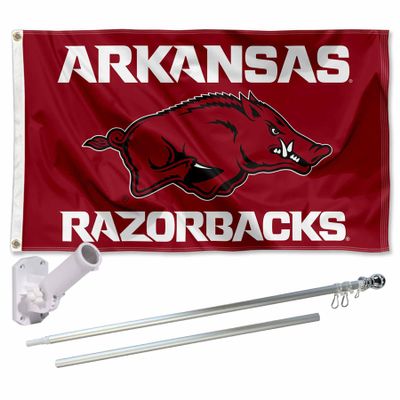 Arkansas Razorbacks Flag with Pole and Bracket Holder University Set