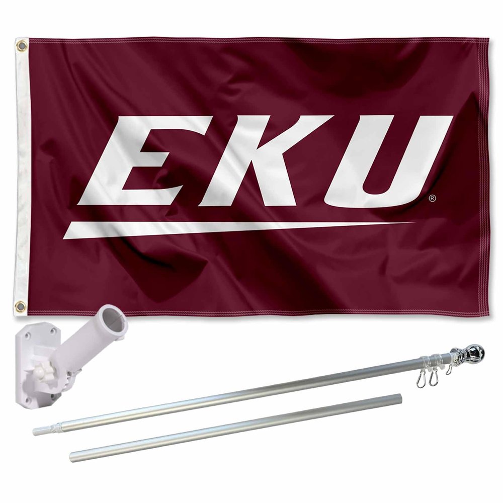 Eastern Kentucky Colonels Flag with Pole and Bracket Holder University Set