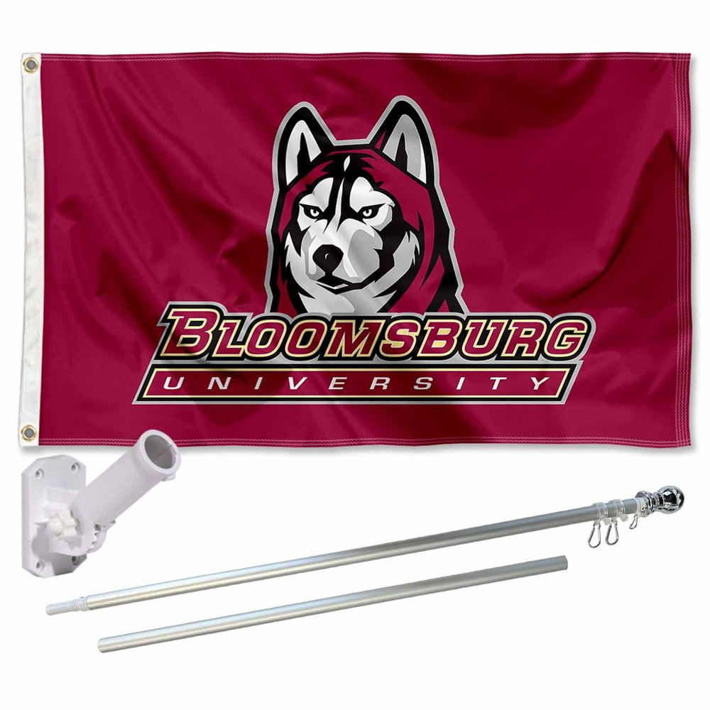 Bloomsburg Huskies Flag with Pole and Bracket Holder University Set