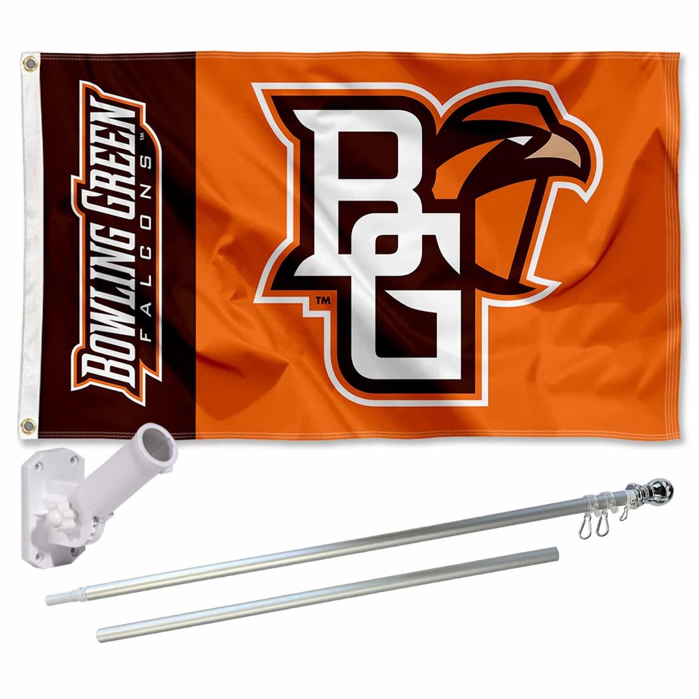 Bowling Green State Falcons Flag with Pole and Bracket Holder University Set