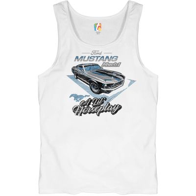 Ford Mustang Mach 1 A Lil' Horseplay Tank Top Muscle Car Licensed Men's Top White Small