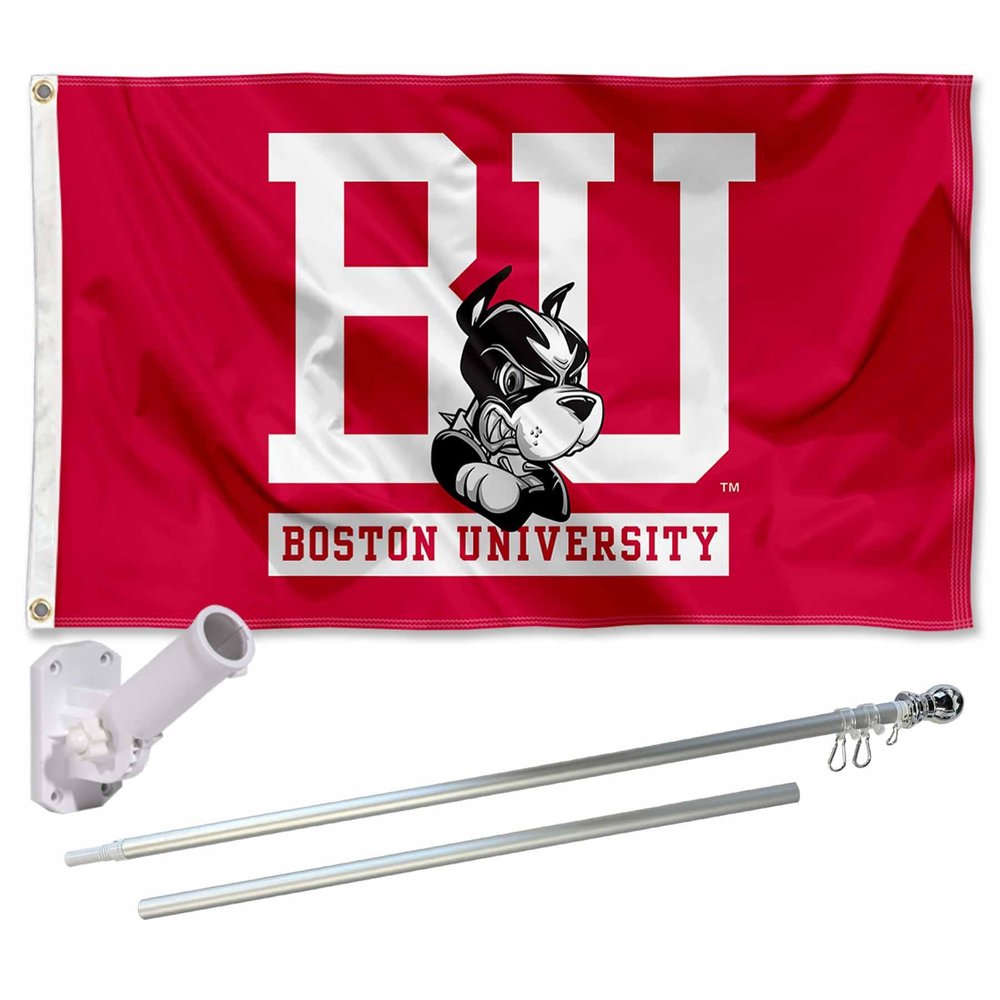 Boston Terriers Flag with Pole and Bracket Holder University Set
