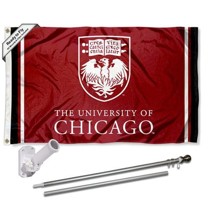 Chicago Maroons Flag with Pole and Bracket Holder University Set