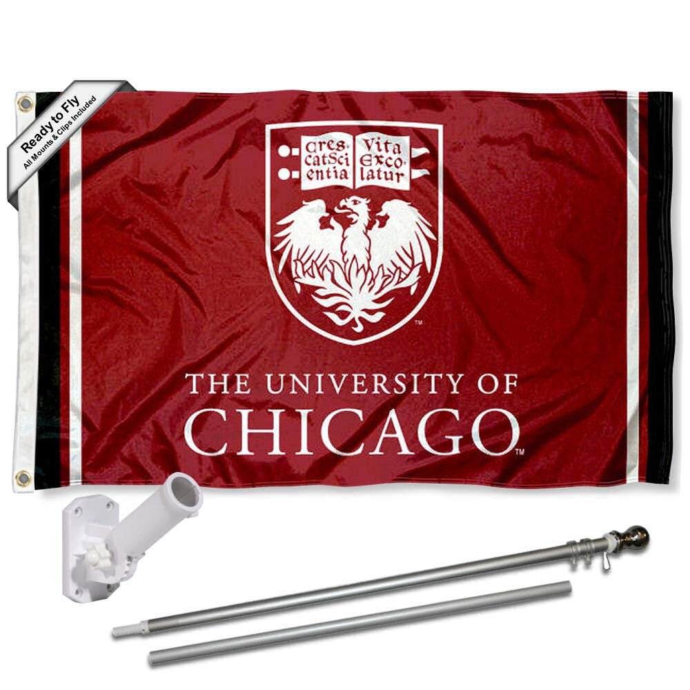 Chicago Maroons Flag with Pole and Bracket Holder University Set