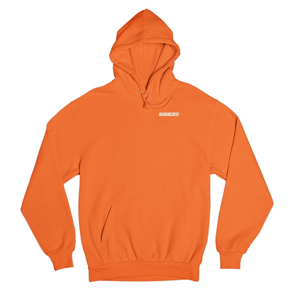 Tee Hunt Shelby American, Inc. Logo Sweatshirt Licensed Hoodie Orange Small