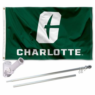 College Flags & Banners Co. Charlotte 49ers New Logo Flag with Pole and Bracket Holder University Set