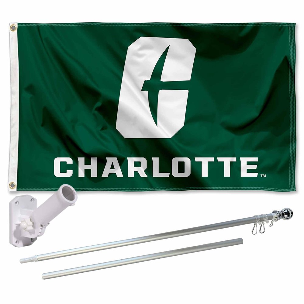 College Flags & Banners Co. Charlotte 49ers New Logo Flag with Pole and Bracket Holder University Set
