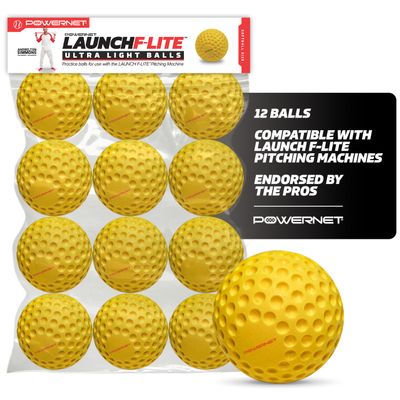 PowerNet Launch F-lite Ultra Light Dimpled Practice Balls for Pitching Machine, Portable Pitching Machine Softballs 12 Pack (Softballs Only)