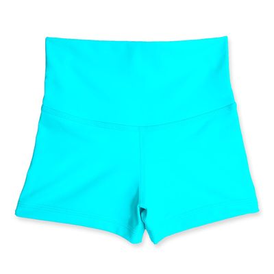 Liakada Girls' High-Waisted Athletic Shorts - Dance, Gymnastics & Cheer Practice Shorts with Free Scrunchie Turquoise