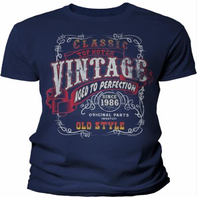 40th Birthday Gift Shirt for Men - Vintage 1986 Aged to Perfection - Sturgis - Navy-003-4X