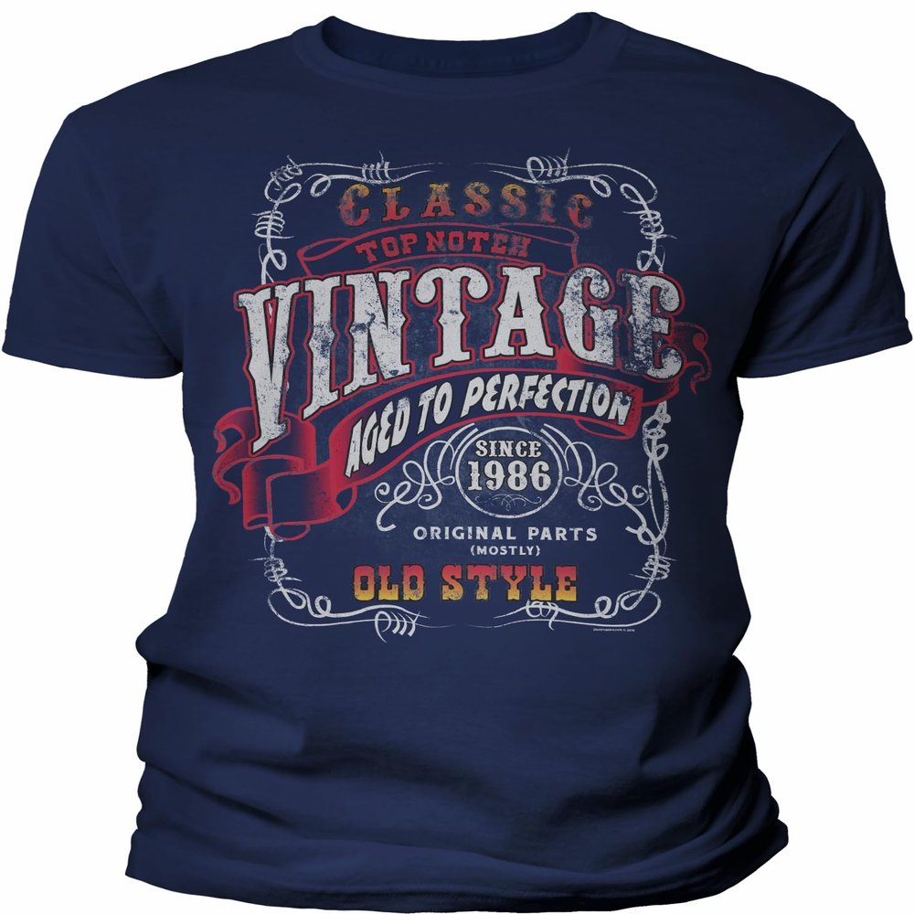 40th Birthday Gift Shirt for Men - Vintage 1986 Aged to Perfection - Sturgis - Navy-003-4X