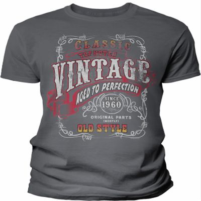 66th Birthday Gift Shirt for Men - Vintage 1960 Aged to Perfection - Sturgis - Charcoal-002-4X