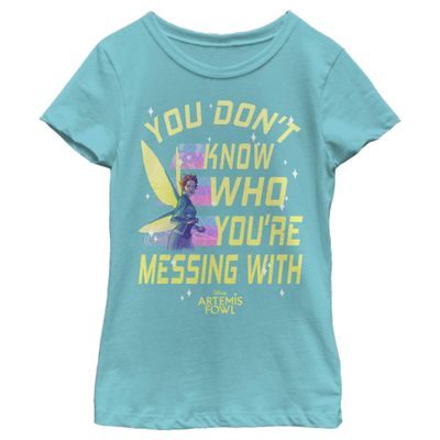 Fifth Sun Disney Artemis Fowl Holly Has It Handled Girls Short Sleeve Tee Shirt, Tahiti Blue, Large