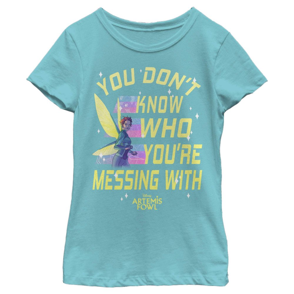 Fifth Sun Disney Artemis Fowl Holly Has It Handled Girls Short Sleeve Tee Shirt, Tahiti Blue, Large
