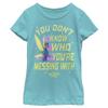 Fifth Sun Disney Artemis Fowl Holly Has It Handled Girls Short Sleeve Tee Shirt, Tahiti Blue, Large view 1