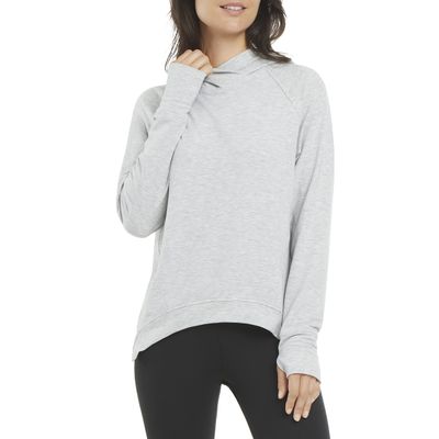 Danskin Women's Tapered Pullover Sweatshirt Hoodie, Light Grey Heather, Large
