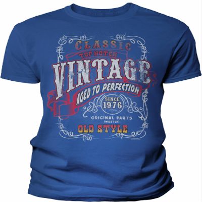 50th Birthday Gift Shirt for Men - Vintage 1976 Aged to Perfection - Sturgis - Royal-003-4X