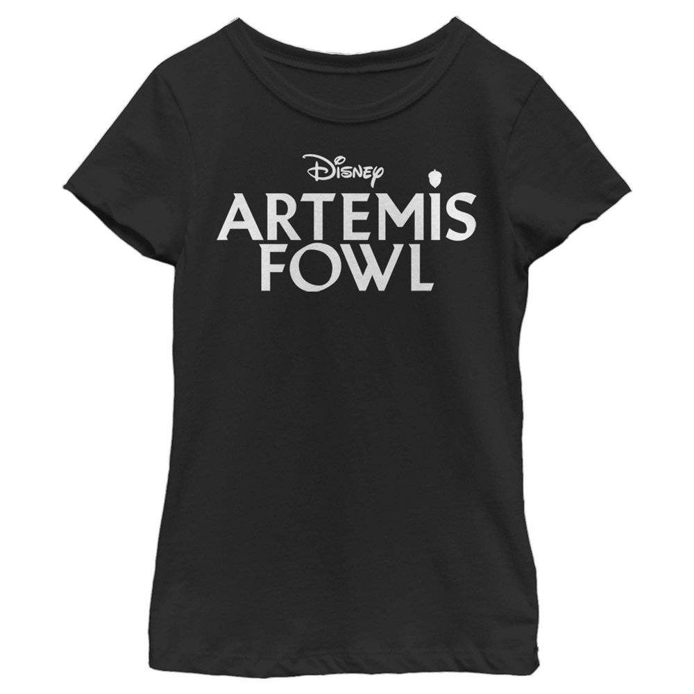 Fifth Sun Disney Artemis Fowl Flat Logo Girls Short Sleeve Tee Shirt, Black, X-Large