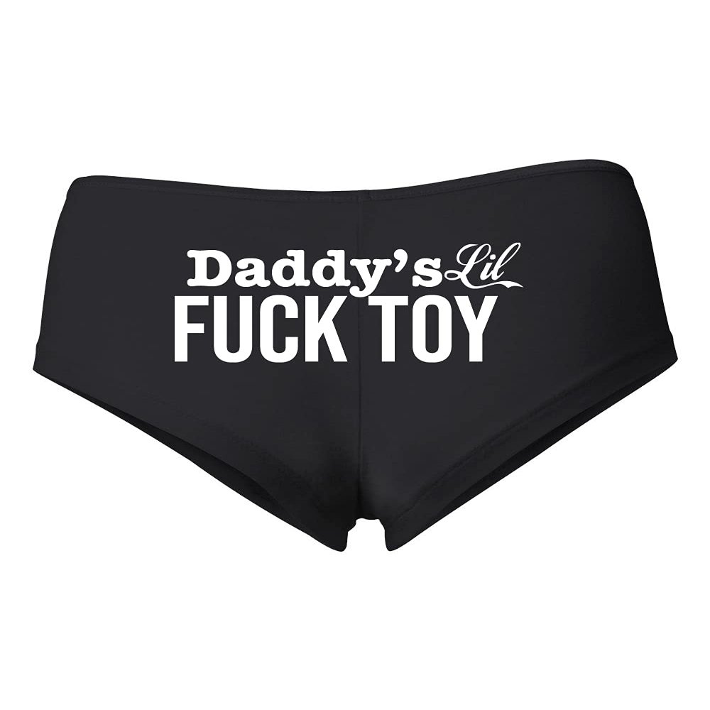 Daddy's Lil Fuck Toy White Women's Cotton Spandex Booty Shorts, Black, Small