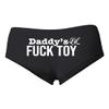 Daddy's Lil Fuck Toy White Women's Cotton Spandex Booty Shorts, Black, Small view 1