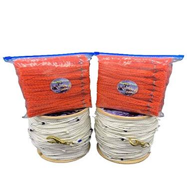 2-600' 1/4" 3 Strand Medium-Soft Lay Twisted Nylon 1/8" Snood Trotline and Bait Bag Combo