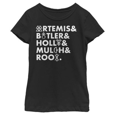 Fifth Sun Disney Artemis Fowl Gnomish Name Stack Girls Short Sleeve Tee Shirt, Black, X-Large