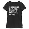 Fifth Sun Disney Artemis Fowl Gnomish Name Stack Girls Short Sleeve Tee Shirt, Black, X-Large view 1