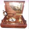 Solid Brass Nautical AYTAM MAGNIFERE TELESCOP MAGNTICK Compass with Wooden Box 4 INCH Approx view 1