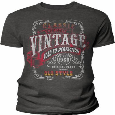 66th Birthday Gift Shirt for Men - Vintage 1960 Aged to Perfection - Sturgis - Dk. Heather-002-4X