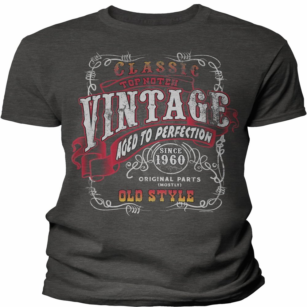 66th Birthday Gift Shirt for Men - Vintage 1960 Aged to Perfection - Sturgis - Dk. Heather-002-4X