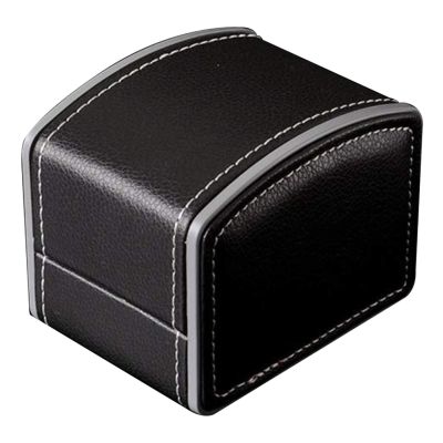 ink2055 Vintage Faux Leather Jewelry Decor Case Arc Shape Watch Protective Box Organizer,Watch Rings Jewelry Packaging Birthday Valentines Gift Boxes with Lids - Black