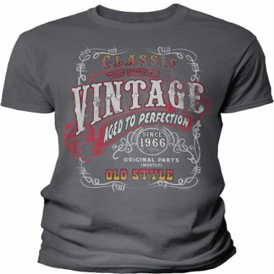 60th Birthday Gift Shirt for Men - Vintage 1966 Aged to Perfection - Sturgis - Charcoal-002-4X