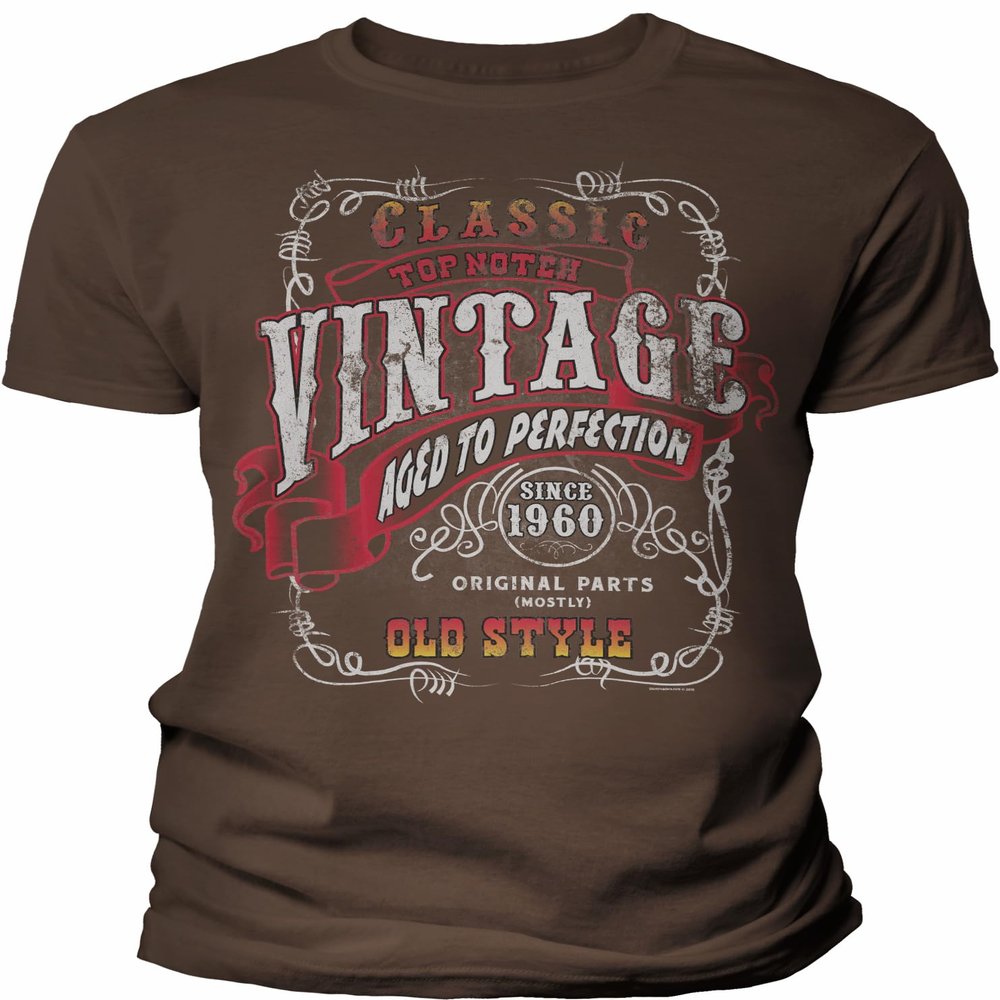 66th Birthday Gift Shirt for Men - Vintage 1960 Aged to Perfection - Sturgis - Brown-005-4X