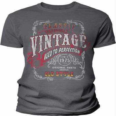 51st Birthday Gift Shirt for Men - Vintage 1975 Aged to Perfection - Sturgis - Charcoal-002-4X