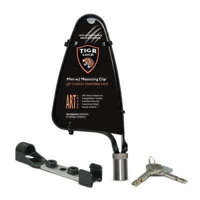 TiGr Mini Lightweight Bike Lock with Frame Mount High Security 7 x 4" Flexible High-Carbon Steel Shackle Bolt Cutter, Crowbar & Hacksaw Resistant