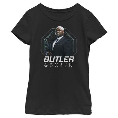 Fifth Sun Disney Artemis Fowl Butler Hero Shot Girls Short Sleeve Tee Shirt, Black, X-Large