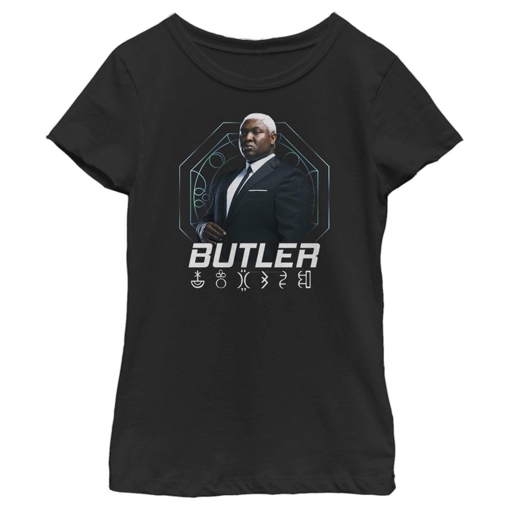 Fifth Sun Disney Artemis Fowl Butler Hero Shot Girls Short Sleeve Tee Shirt, Black, Small
