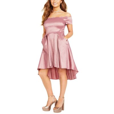 B Darlin Juniors' Scalloped Off-The-Shoulder Dress, Mauve, Size 3/4